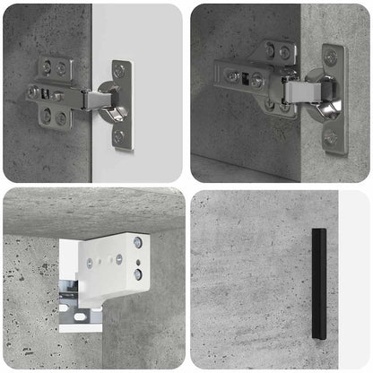 Badezimmermöbel-Set 2 pcs Beton Grau Holzwerkstoff & Metall