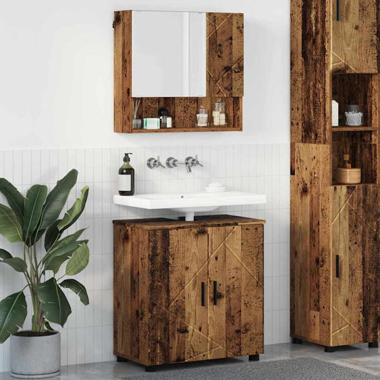 Badezimmermöbel-Set 2 pcs Altholz Holzwerkstoff & Metall