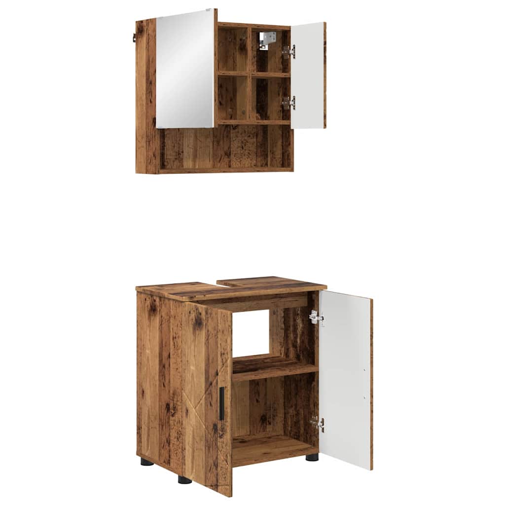 Badezimmermöbel-Set 2 pcs Altholz Holzwerkstoff & Metall