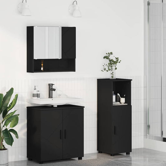Badezimmermöbel Set 3 pcs Schwarz 61 x 35 x 64 cm Holzwerkstoff