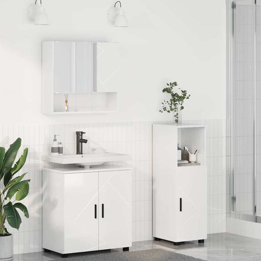 Badezimmermöbel Set 3 pcs Hochglanz-Weiß 61 x 35 x 64 cm
