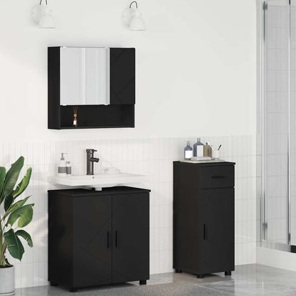 Badezimmermöbel Set 3 pcs Schwarz 61 x 35 x 64 cm Holzwerkstoff