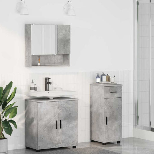 Badezimmermöbel Set mit Tür 3 pcs Betongrau 61 x 35 x 64 cm