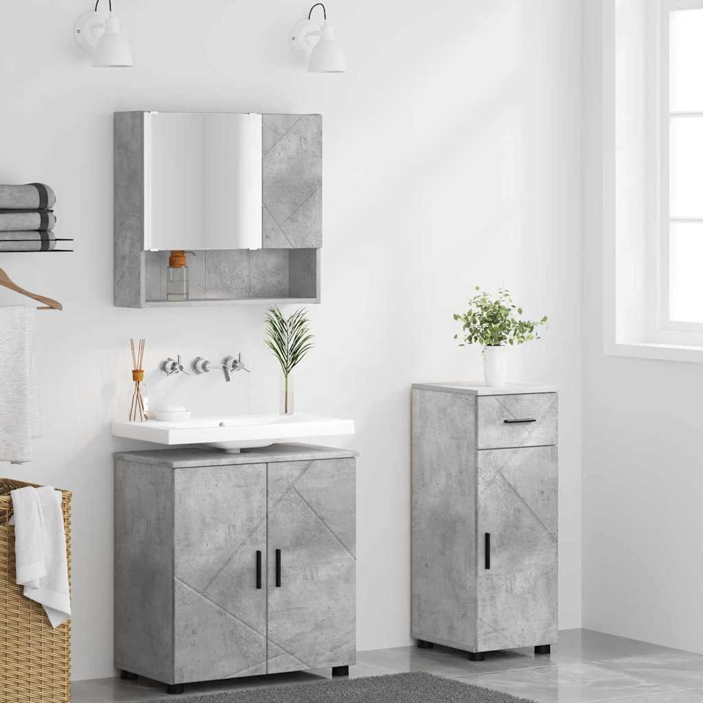 Badezimmermöbel Set mit Tür 3 pcs Betongrau 61 x 35 x 64 cm