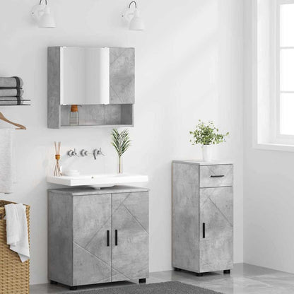 Badezimmermöbel Set mit Tür 3 pcs Betongrau 61 x 35 x 64 cm