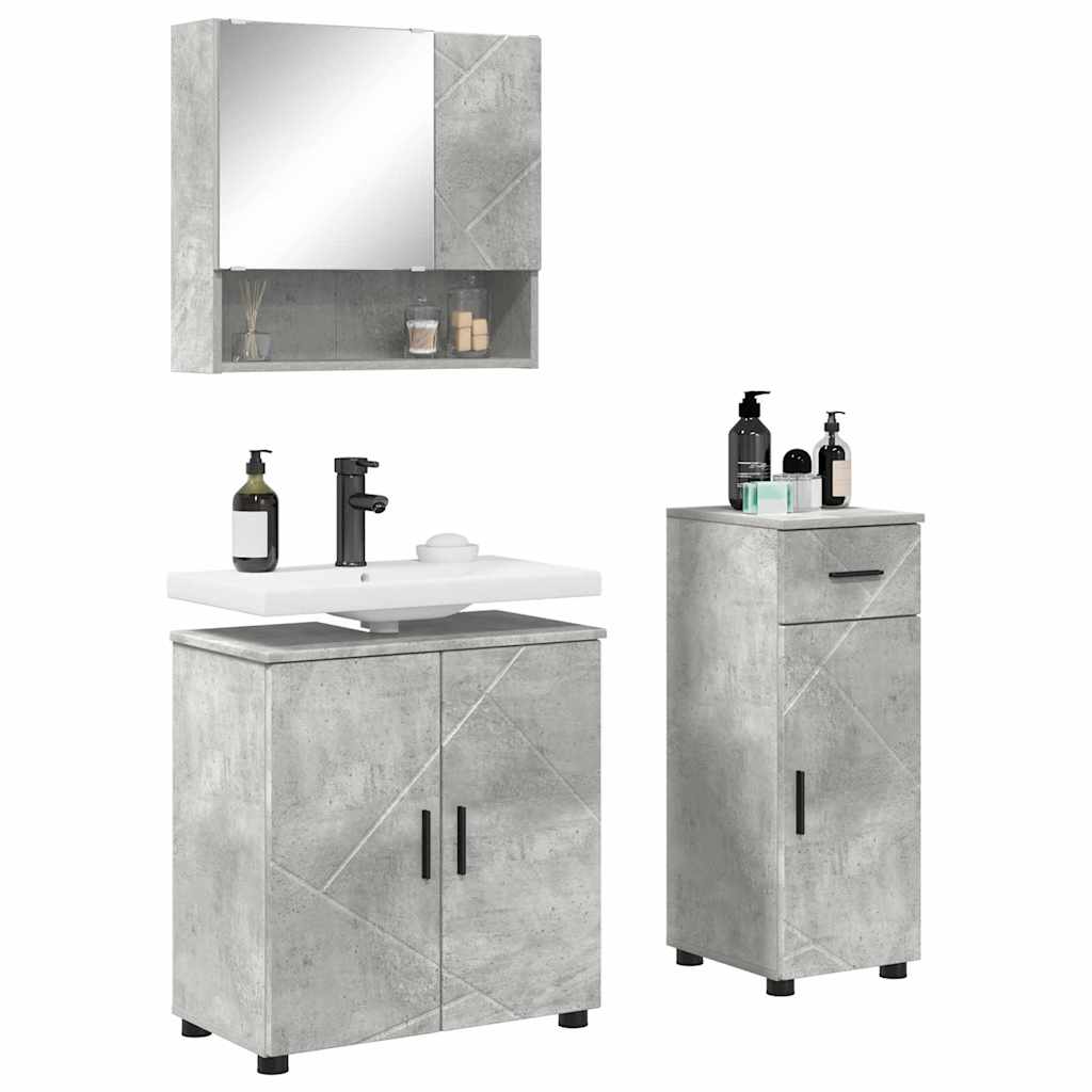Badezimmermöbel Set mit Tür 3 pcs Betongrau 61 x 35 x 64 cm