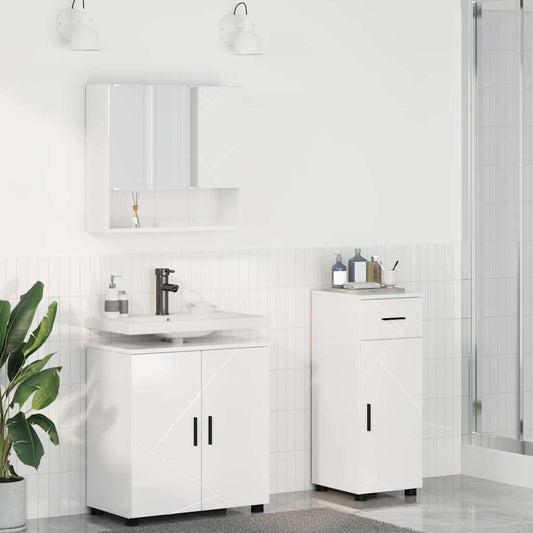 Badezimmermöbel Set 3 pcs Hochglanz-Weiß 61 x 35 x 64 cm