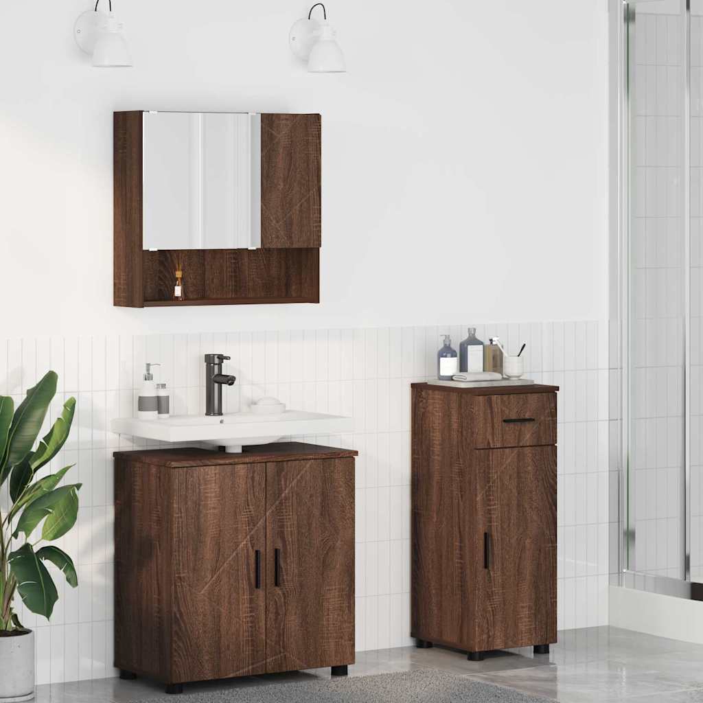 Badezimmermöbel Set 3 pcs Braun Eichen-Optik 61 x 35 x 64 cm