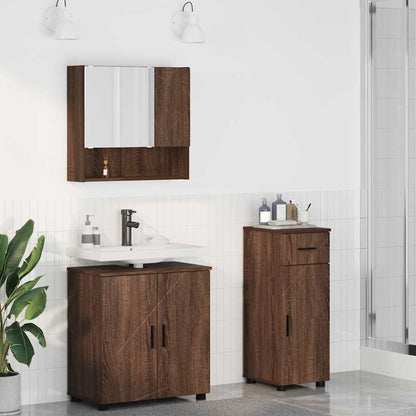 Badezimmermöbel Set 3 pcs Braun Eichen-Optik 61 x 35 x 64 cm