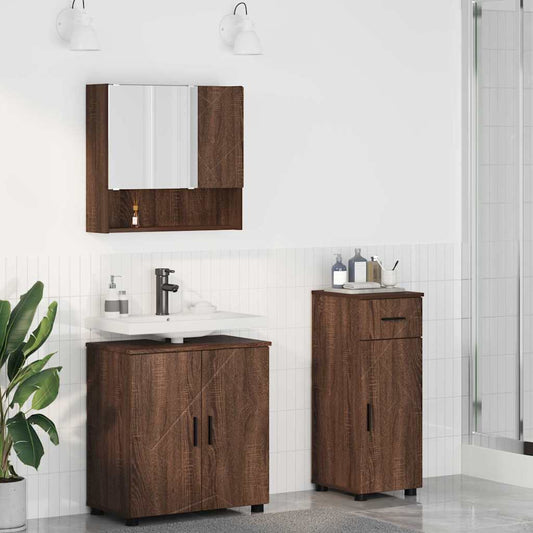 Badezimmermöbel Set 3 pcs Braun Eichen-Optik 61 x 35 x 64 cm