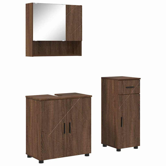 Badezimmermöbel Set 3 pcs Braun Eichen-Optik 61 x 35 x 64 cm