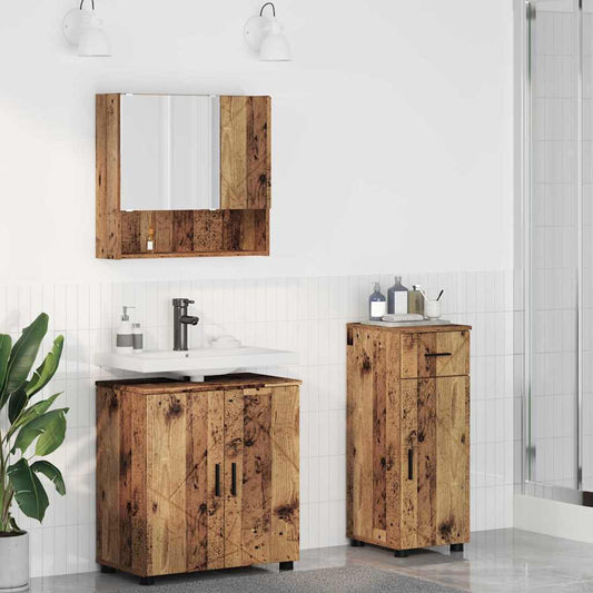 Badezimmermöbel-Set 3 pcs Altholz Holzwerkstoff & Metall