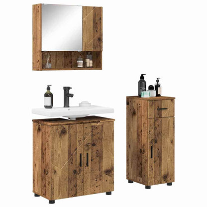Badezimmermöbel-Set 3 pcs Altholz Holzwerkstoff & Metall