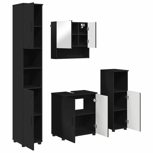 Badezimmermöbel Set 4 pcs Schwarz 61 x 35 x 64 cm Holzwerkstoff