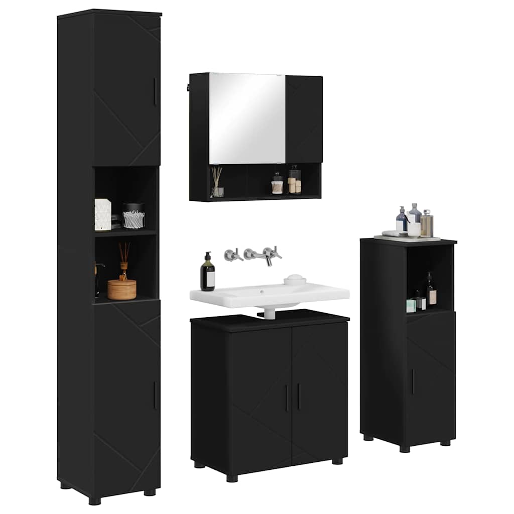 Badezimmermöbel Set 4 pcs Schwarz 61 x 35 x 64 cm Holzwerkstoff