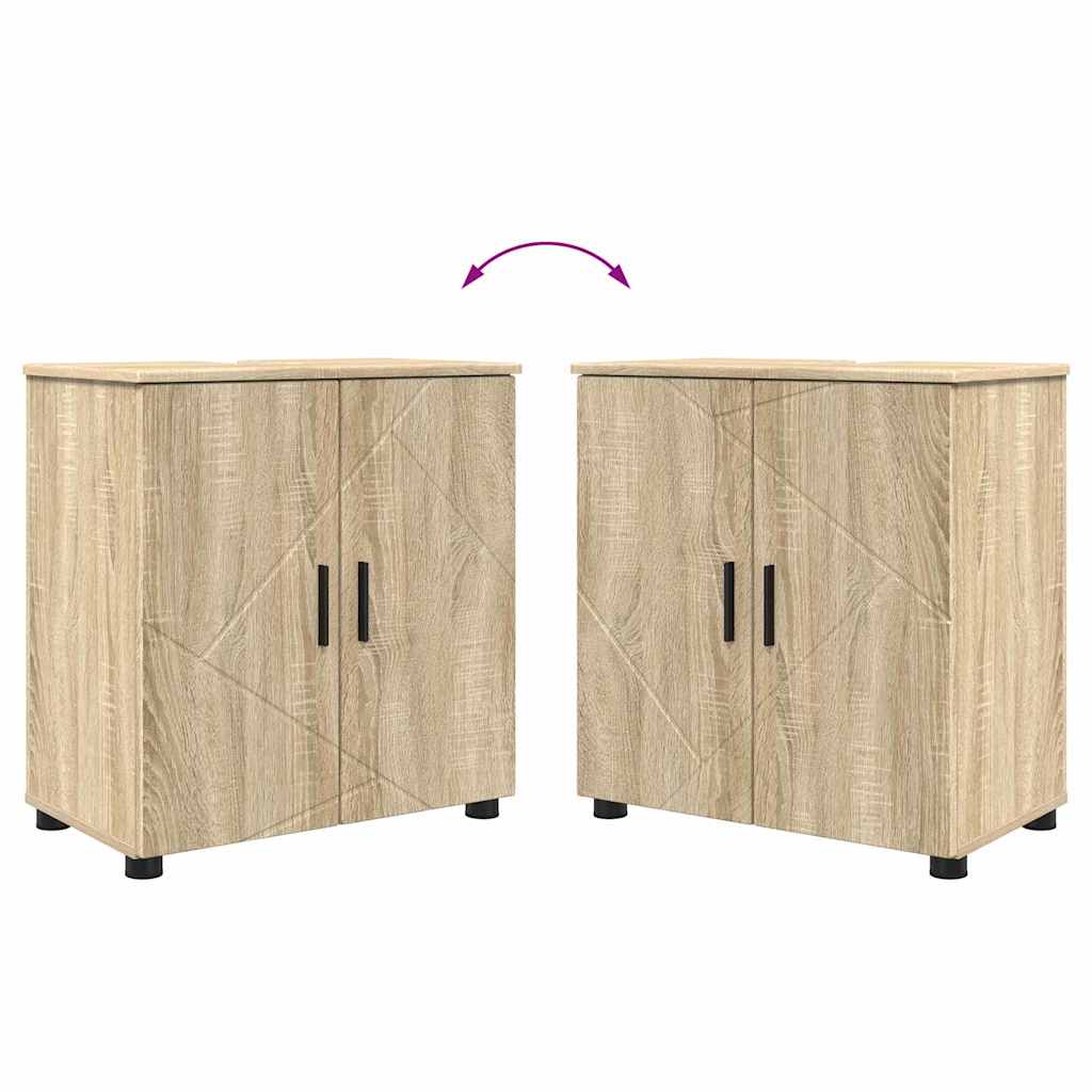 Badezimmermöbel Set mit Tür 4 pcs Sonoma-Eiche 61 x 35 x 64 cm