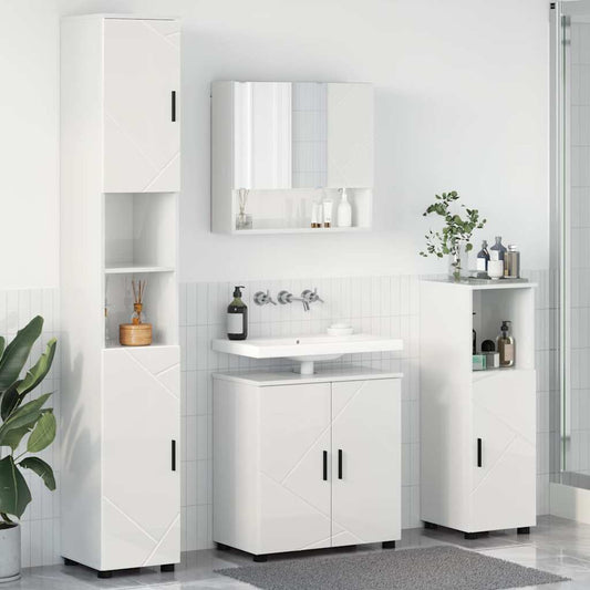 Badezimmermöbel Set 4 pcs Hochglanz-Weiß 61 x 35 x 64 cm