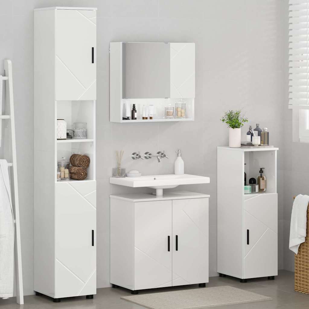 Badezimmermöbel Set 4 pcs Hochglanz-Weiß 61 x 35 x 64 cm