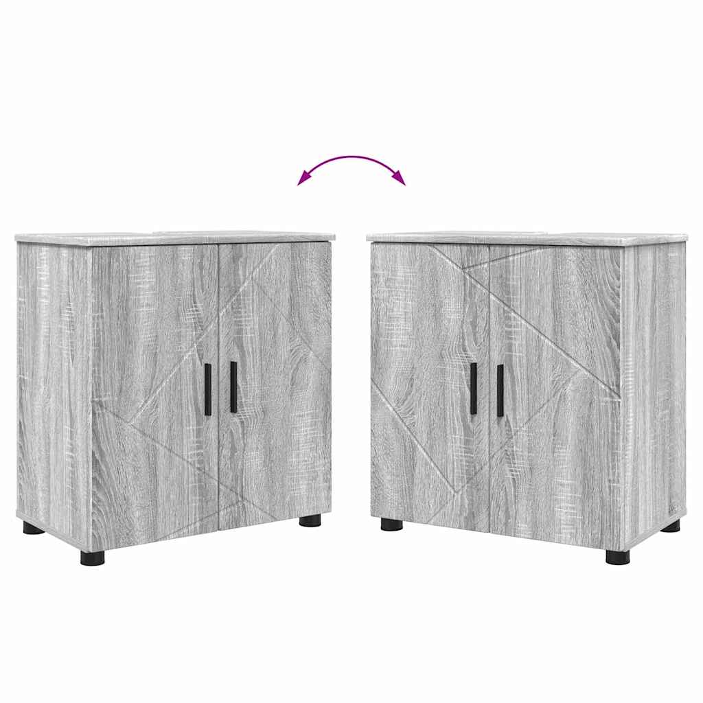 Badezimmermöbel Set mit Tür 4 pcs Grau Sonoma 61 x 35 x 64 cm