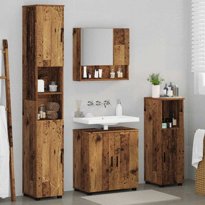 Badezimmermöbel-Set 4 pcs Altholz Holzwerkstoff & Metall