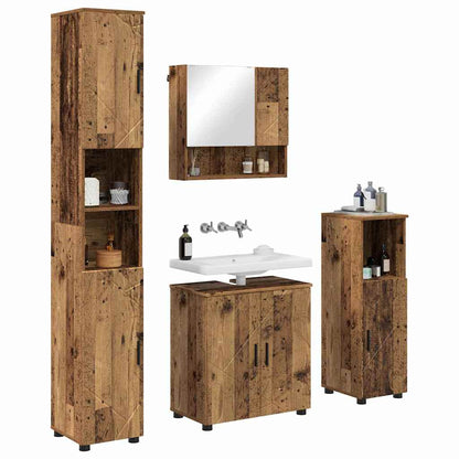 Badezimmermöbel-Set 4 pcs Altholz Holzwerkstoff & Metall