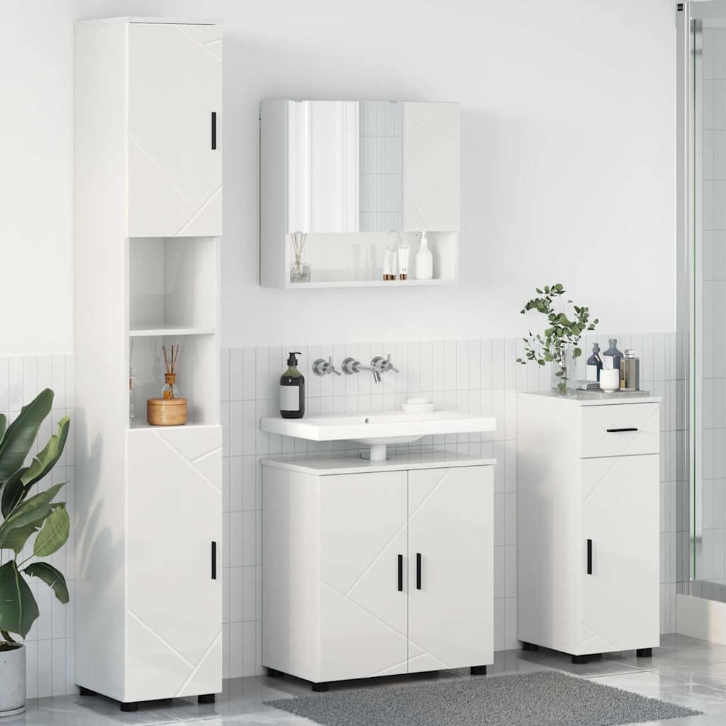 Badezimmermöbel Set 4 pcs Hochglanz-Weiß 61 x 35 x 64 cm