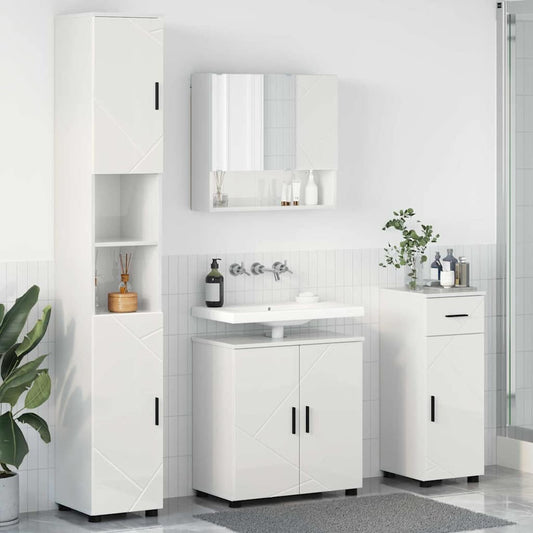 Badezimmermöbel Set 4 pcs Hochglanz-Weiß 61 x 35 x 64 cm