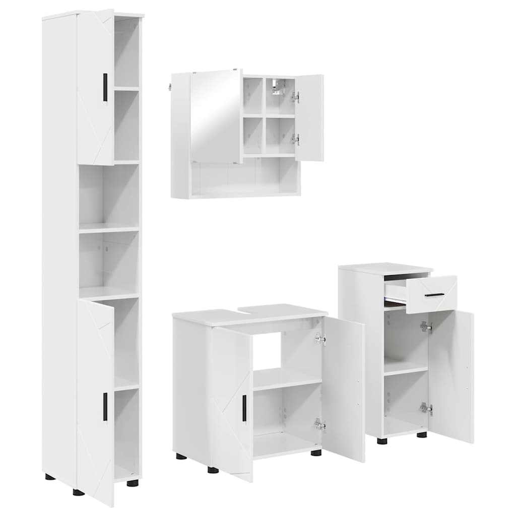 Badezimmermöbel Set 4 pcs Hochglanz-Weiß 61 x 35 x 64 cm