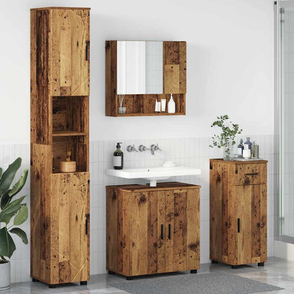 Badezimmermöbel-Set 4 pcs Altholz Holzwerkstoff & Metall