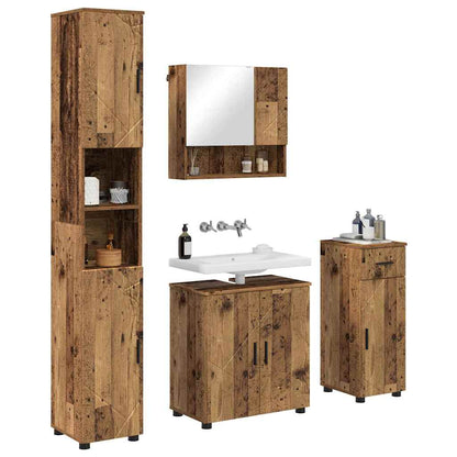 Badezimmermöbel-Set 4 pcs Altholz Holzwerkstoff & Metall