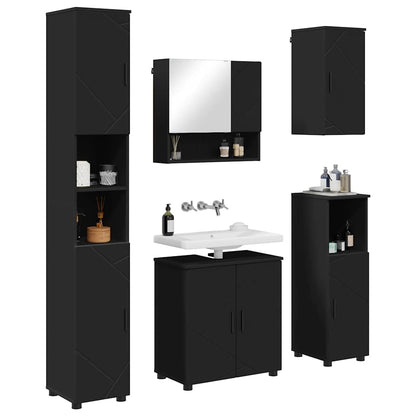 Badezimmermöbel Set 5 pcs Schwarz 61 x 35 x 64 cm Holzwerkstoff