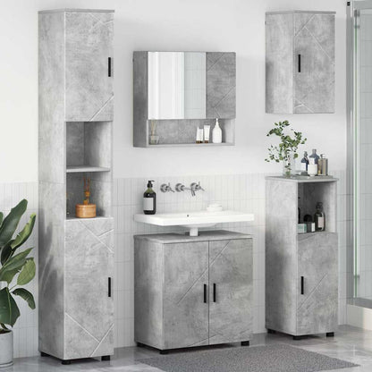 Badezimmermöbel Set mit Tür 5 pcs Betongrau 61 x 35 x 64 cm
