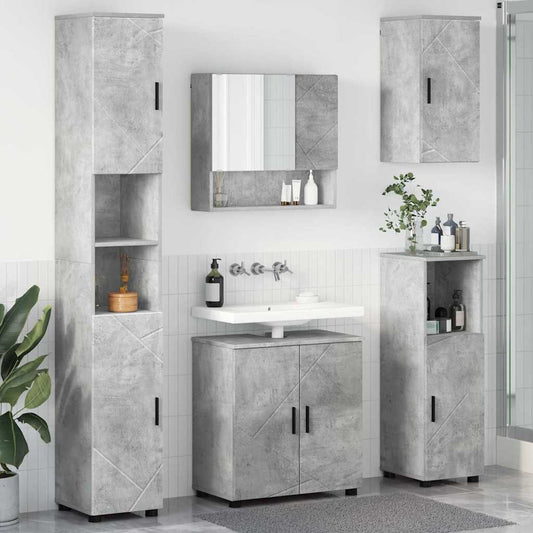 Badezimmermöbel Set mit Tür 5 pcs Betongrau 61 x 35 x 64 cm