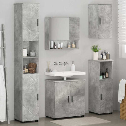 Badezimmermöbel Set mit Tür 5 pcs Betongrau 61 x 35 x 64 cm