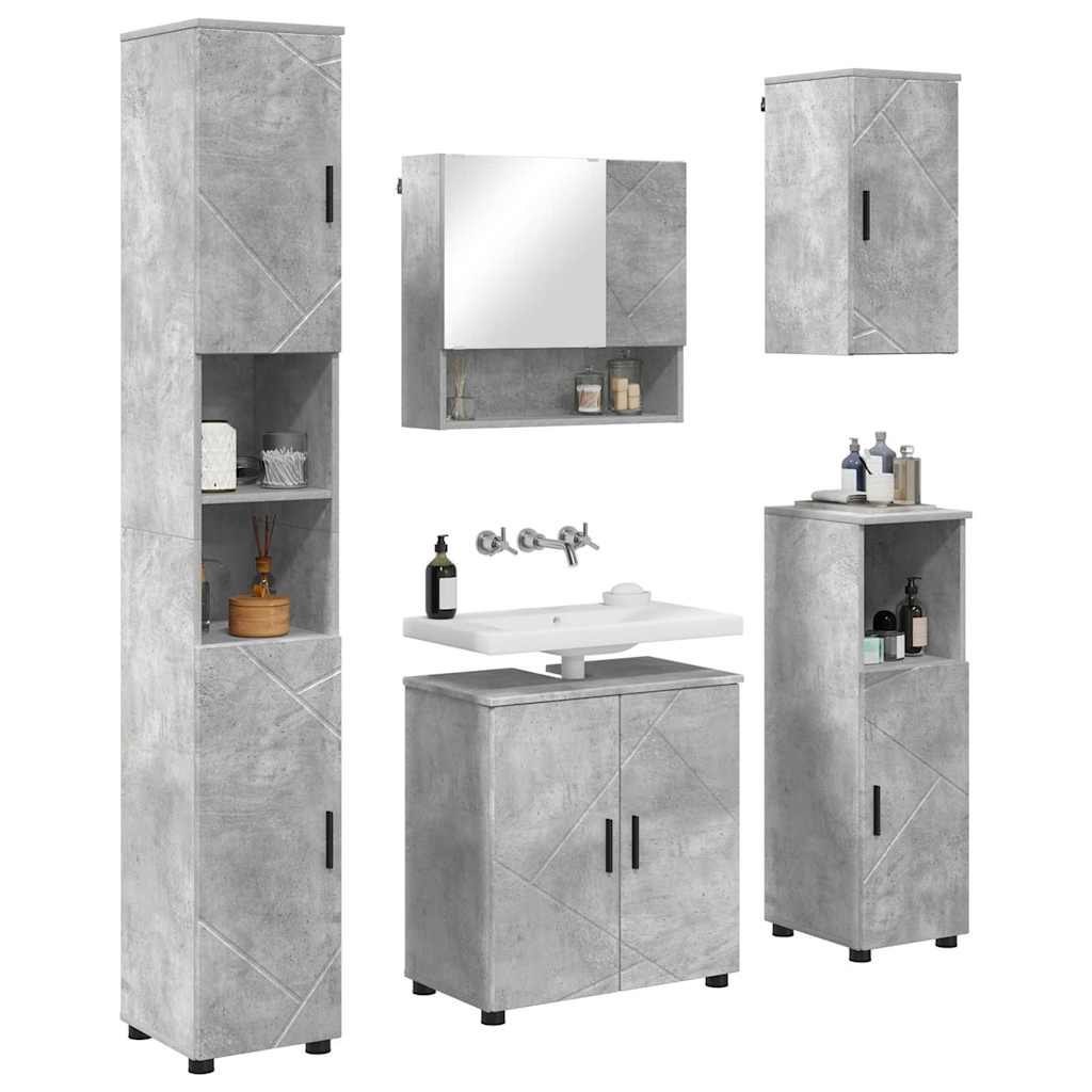 Badezimmermöbel Set mit Tür 5 pcs Betongrau 61 x 35 x 64 cm