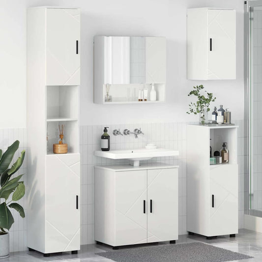 Badezimmermöbel Set 5 pcs Hochglanz-Weiß 61 x 35 x 64 cm