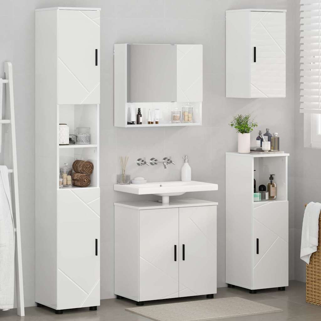 Badezimmermöbel Set 5 pcs Hochglanz-Weiß 61 x 35 x 64 cm