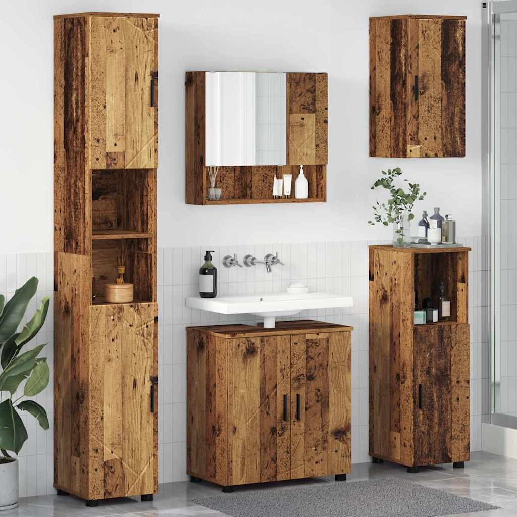 Badezimmermöbel-Set 5 pcs Altholz Holzwerkstoff & Metall