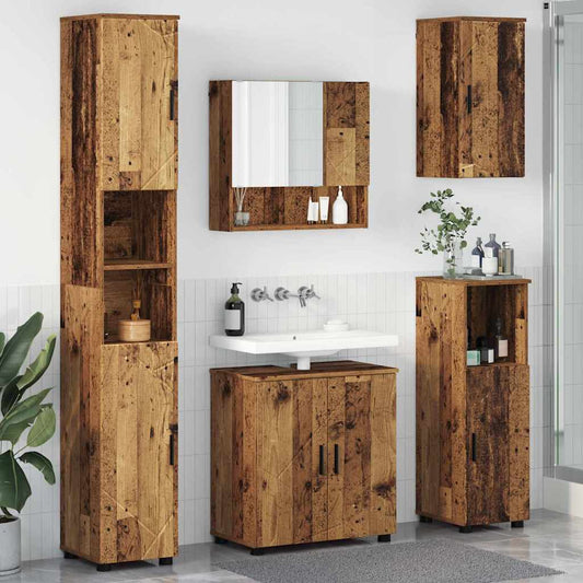 Badezimmermöbel-Set 5 pcs Altholz Holzwerkstoff & Metall