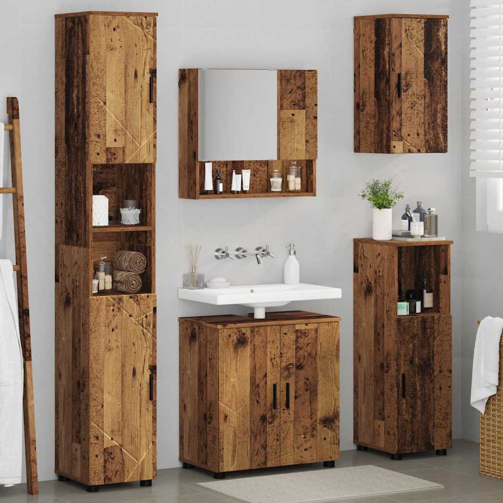 Badezimmermöbel-Set 5 pcs Altholz Holzwerkstoff & Metall