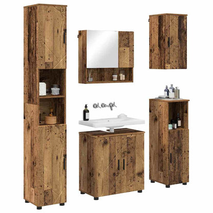 Badezimmermöbel-Set 5 pcs Altholz Holzwerkstoff & Metall