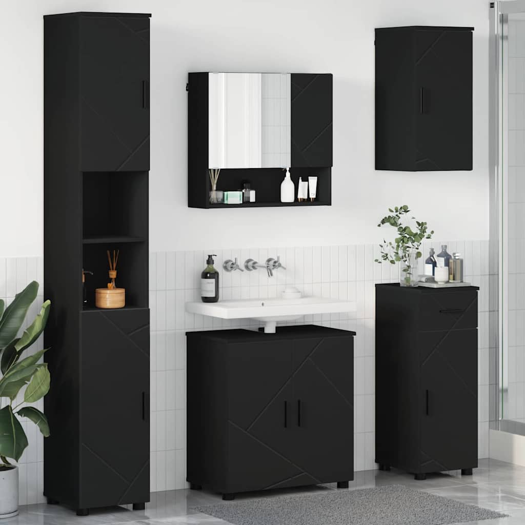 Badezimmermöbel Set 5 pcs Schwarz 61 x 35 x 64 cm Holzwerkstoff