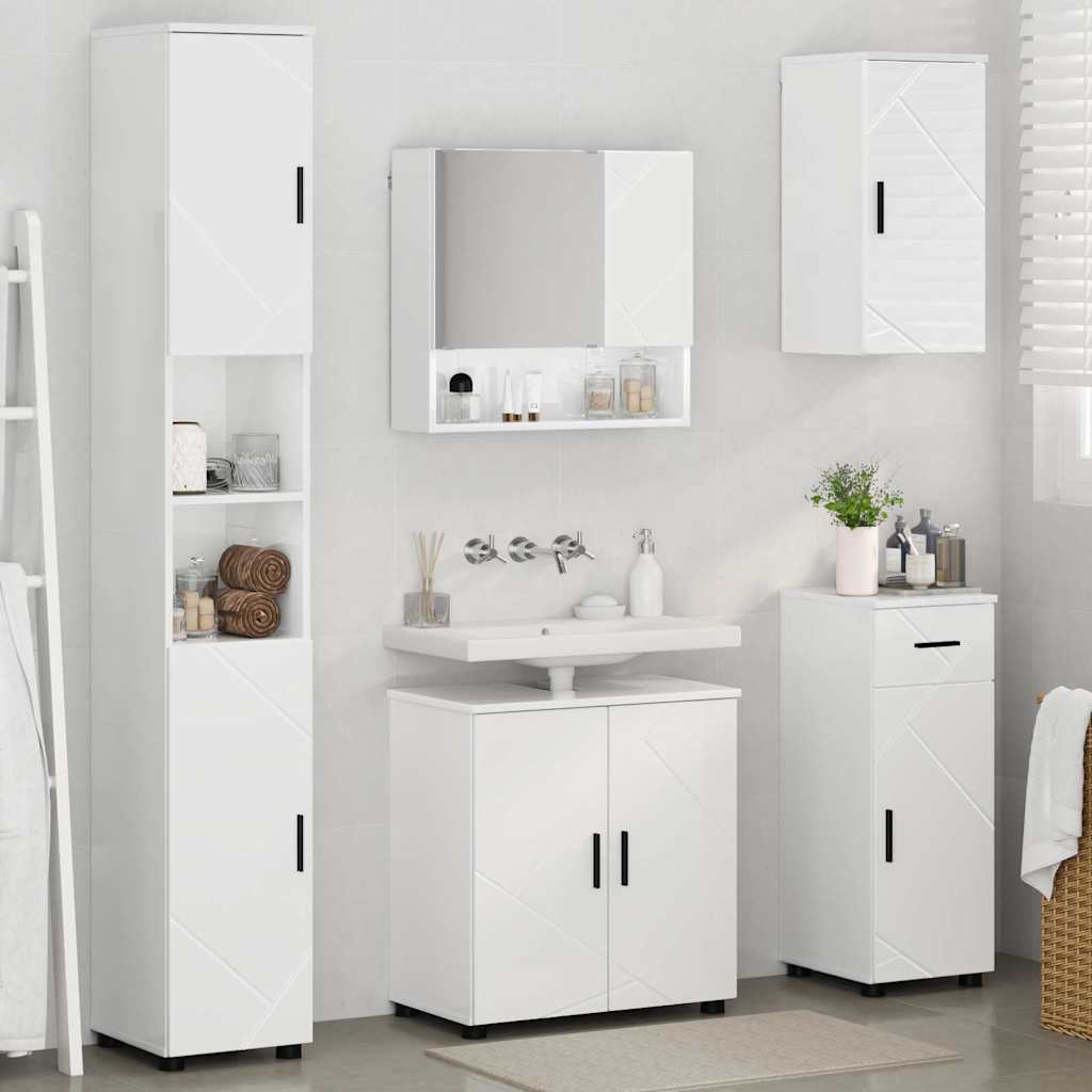 Badezimmermöbel Set 5 pcs Hochglanz-Weiß 61 x 35 x 64 cm