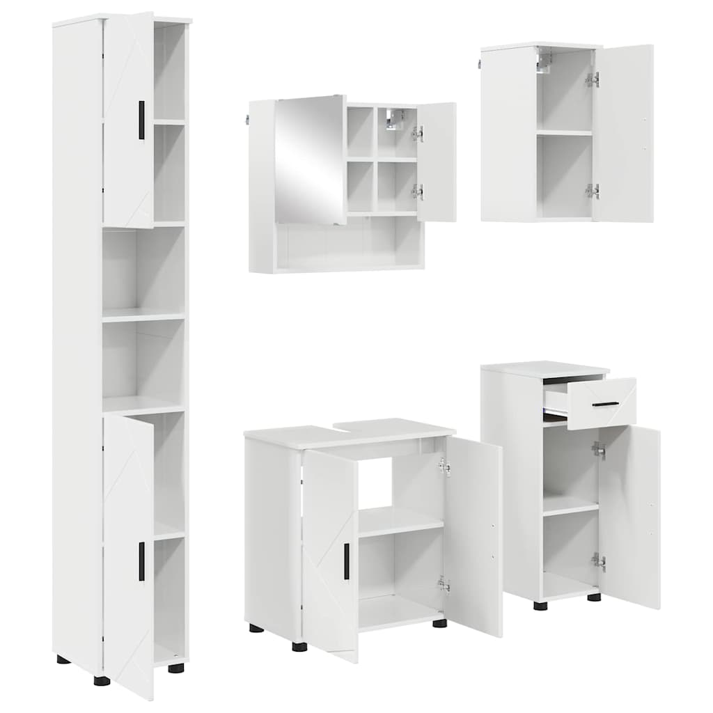 Badezimmermöbel Set 5 pcs Hochglanz-Weiß 61 x 35 x 64 cm