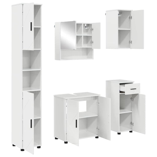 Badezimmermöbel Set 5 pcs Hochglanz-Weiß 61 x 35 x 64 cm