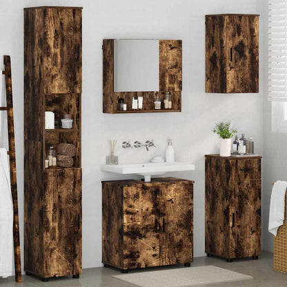 Badezimmermöbel Set mit Tür 5 pcs Räuchereiche 61 x 35 x 64 cm