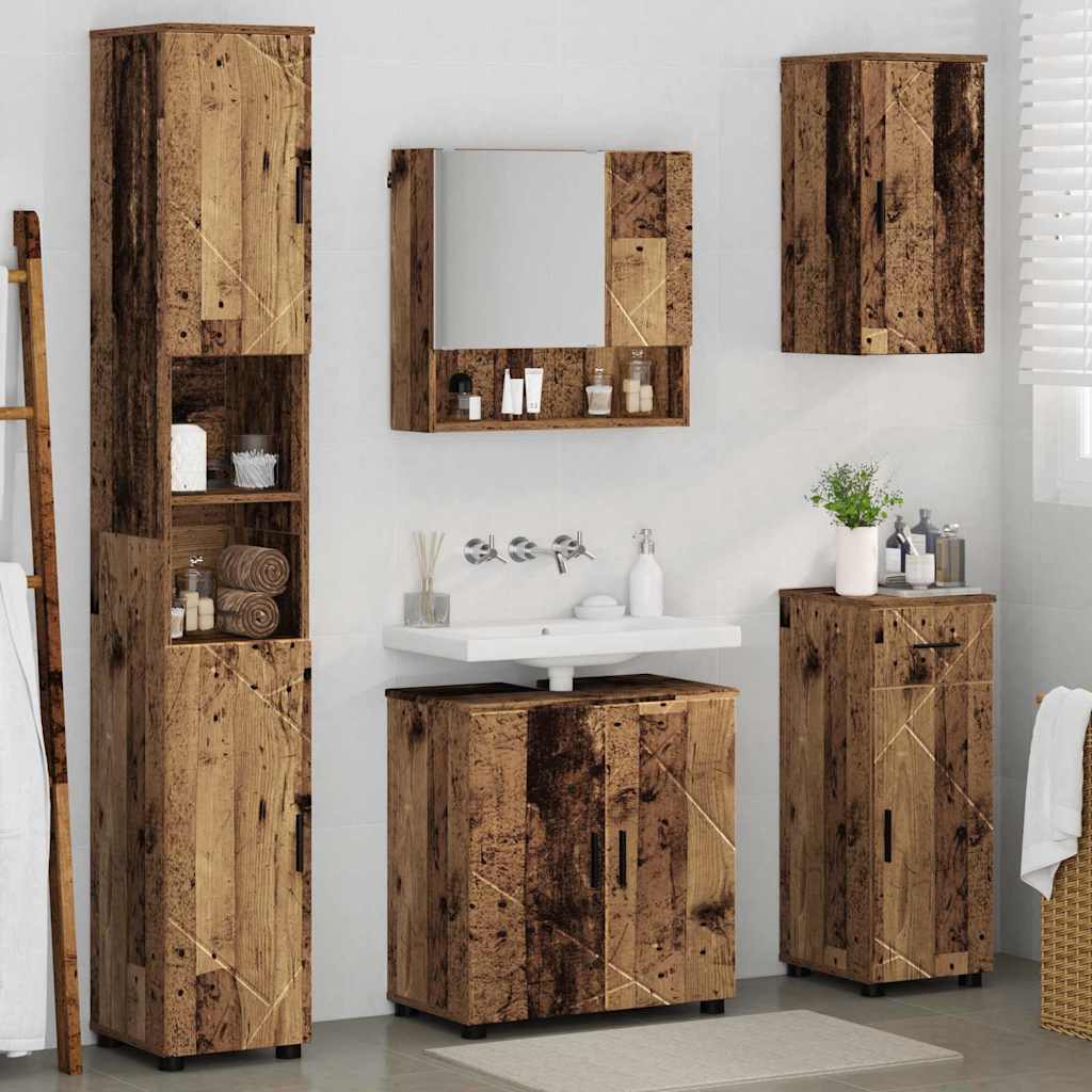 Badezimmermöbel-Set 5 pcs Altholz Holzwerkstoff & Metall