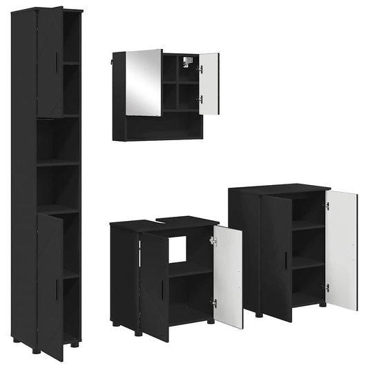 Badezimmermöbel Set 4 pcs Schwarz 61 x 35 x 64 cm Holzwerkstoff