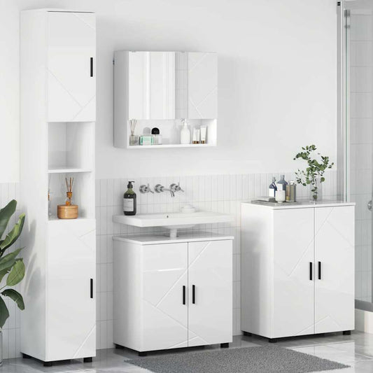 Badezimmermöbel Set 4 pcs Hochglanz-Weiß 61 x 35 x 64 cm