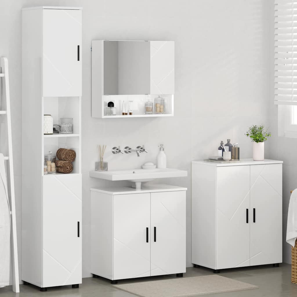 Badezimmermöbel Set 4 pcs Hochglanz-Weiß 61 x 35 x 64 cm